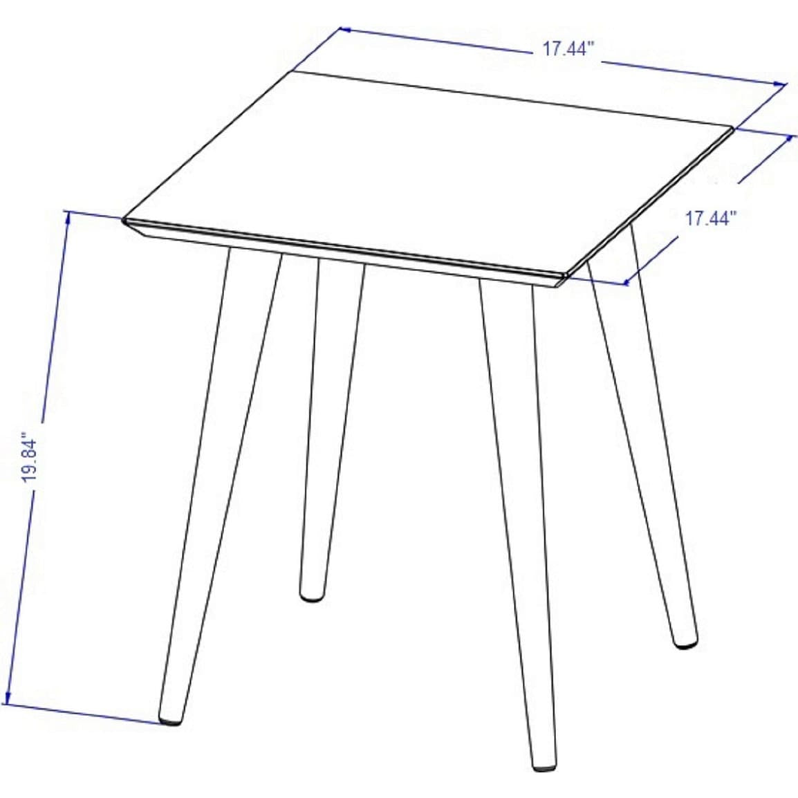 Manhattan Comfort Utopia 19.84" High Square End Table With Splayed Wooden Legs in Off White and Maple Cream