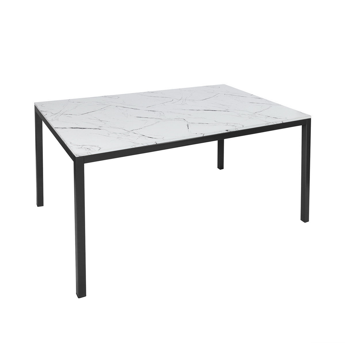 59.1'' Dining Table - Marble color table top with black leg