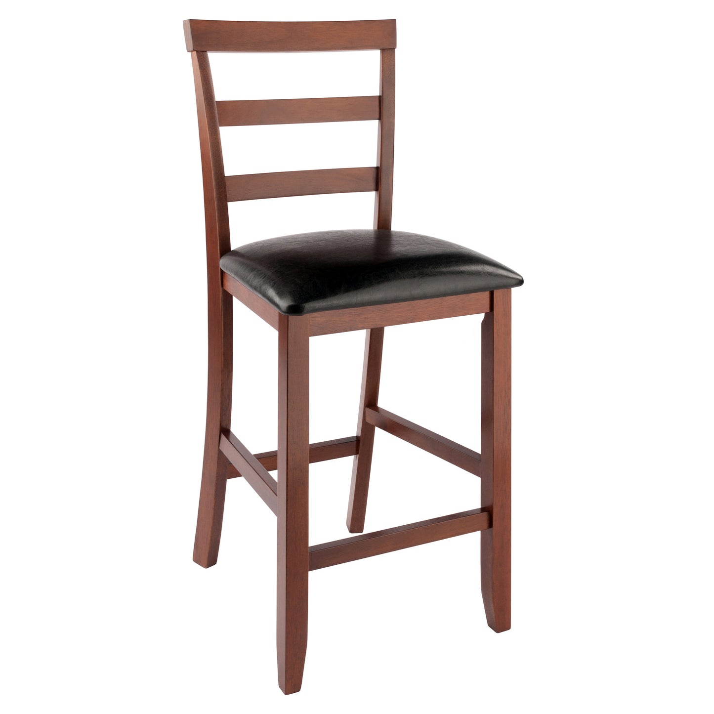 Simone Cushion Ladder-back Seat Counter Stools; 2-Pc Set; Black & Walnut