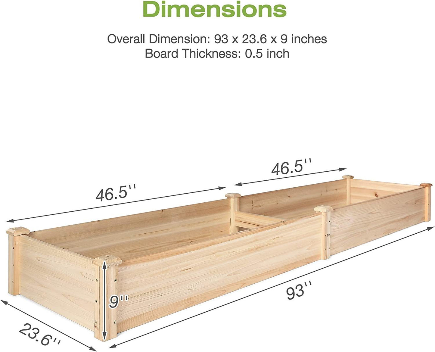 Bosonshop Raised Garden Bed Wooden Planter Box 2 Separate Planting Space