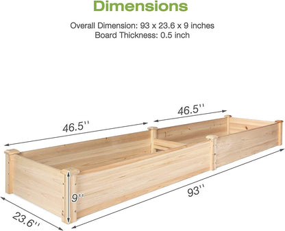 Bosonshop Raised Garden Bed Wooden Planter Box 2 Separate Planting Space