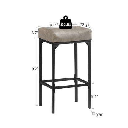 Bar stool set 2PC (Grey+Black; 16.1''W*12.2''D*28.7''H)