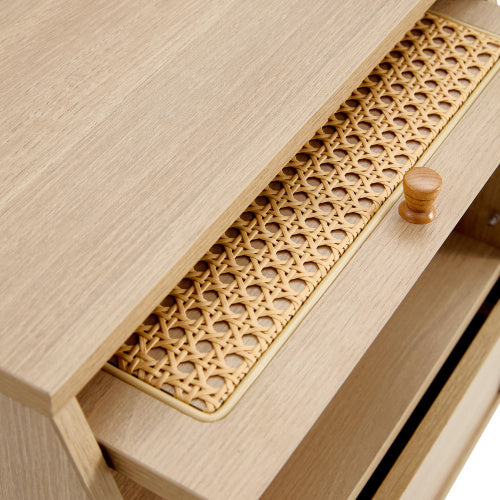 Modern simple storage cabinet MDF Board bedside cabinet Japanese rattan bedside cabinet Small household furniture bedside table.