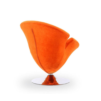 Manhattan Comfort Tulip Orange and Polished Chrome Velvet Swivel Accent Chair