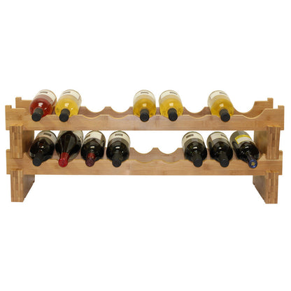 Oceanstar 18-Bottle Stackable Bamboo Wine Rack