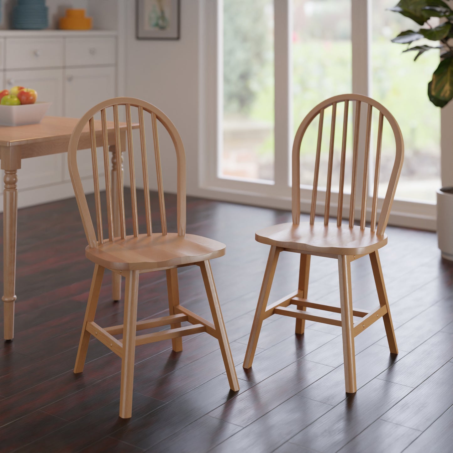 Windsor 2-Pc Chair Set; Natural
