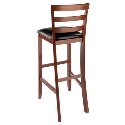 Simone Cushion Ladder-back Seat Bar Stools; 2-Pc Set; Black & Walnut