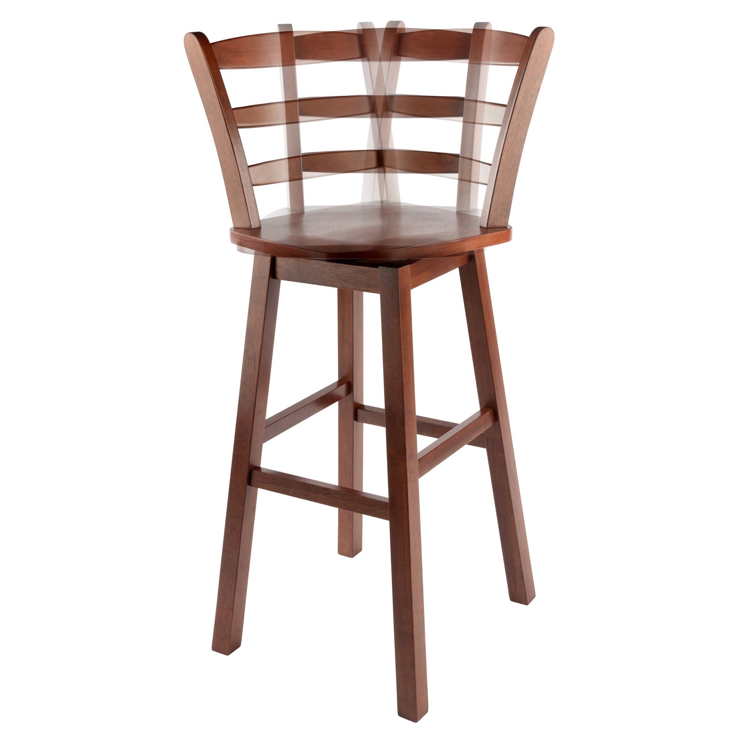 Scalera Ladder Back Swivel Seat Bar Stool; Walnut