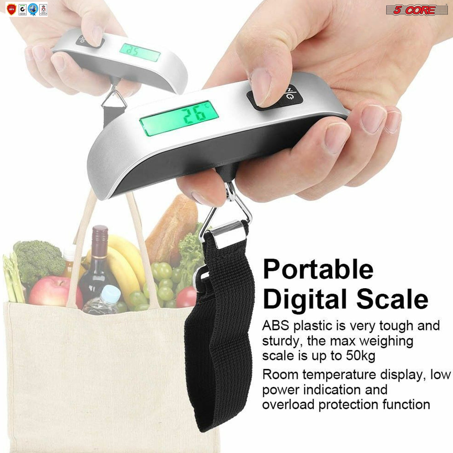 5Core 2 Pack Portable Travel LCD Digital Hanging Luggage Scale Electronic Weight 110lb LSS-004 2pcs