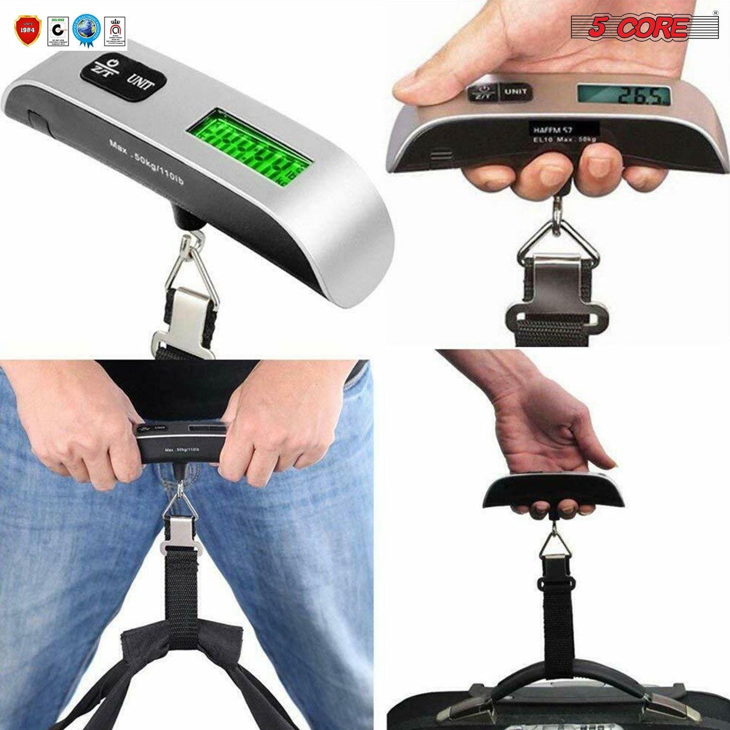 Luggage Scale Handheld Portable Electronic Digital Hanging Bag Weight Scales Travel 110 LBS 50 KG 5 Core LSS-004