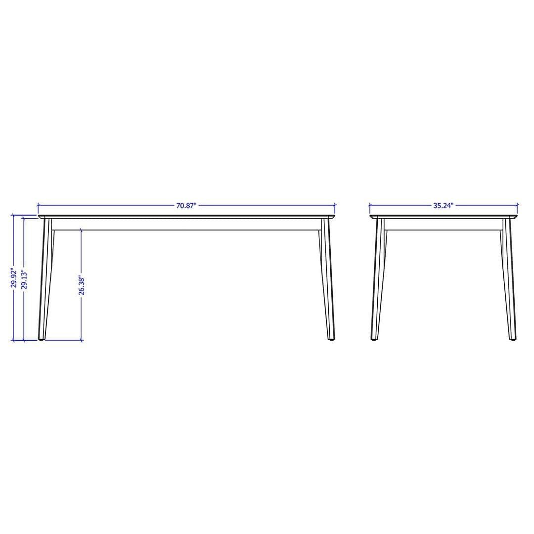 Manhattan Comfort Tudor 70.86 Dining Table in Maple Cream