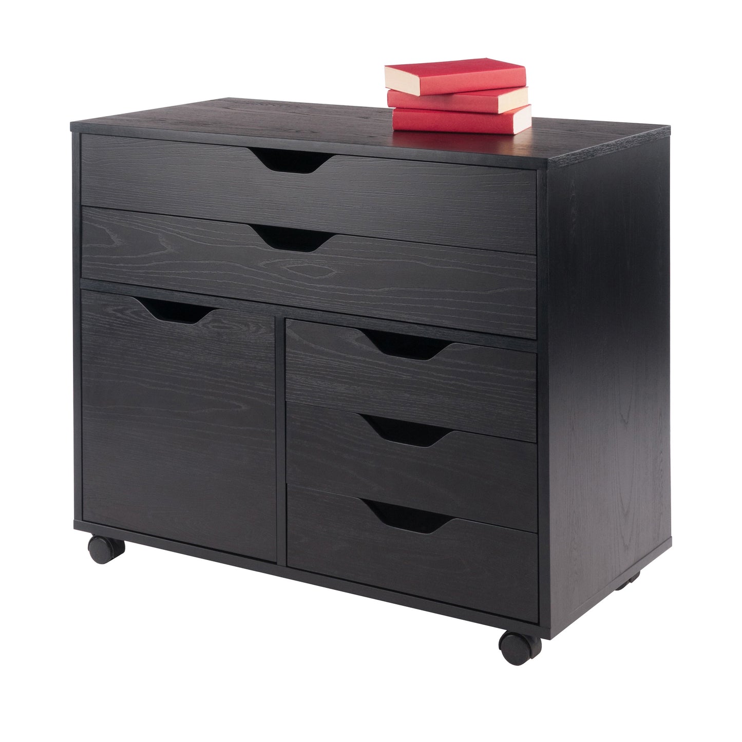 Halifax Wide Storage Cabinet; 3-Small & 2-Wide Drawers; Black