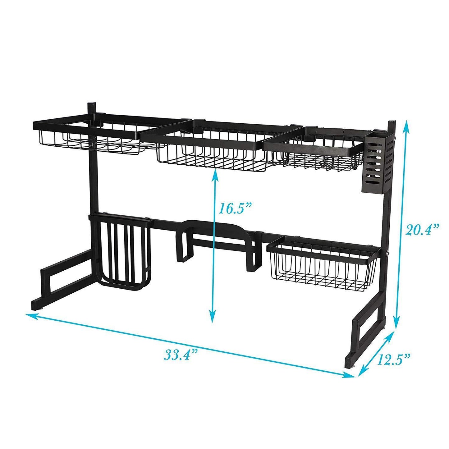 Bosonshop Over The Sink Dish Drying Rack Stainless Steel Kitchen Supplies Storage Shelf Drainer Organizer, 35" x 12.2" x 20.4"