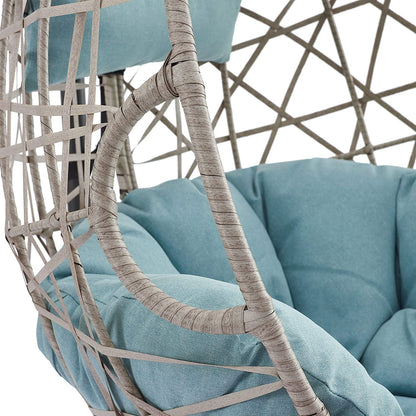 Outdoor Wicker Hanging Swing Chair Patio Hammock Basket Egg Chair with and and Cushion for Indoor Outdoor Use