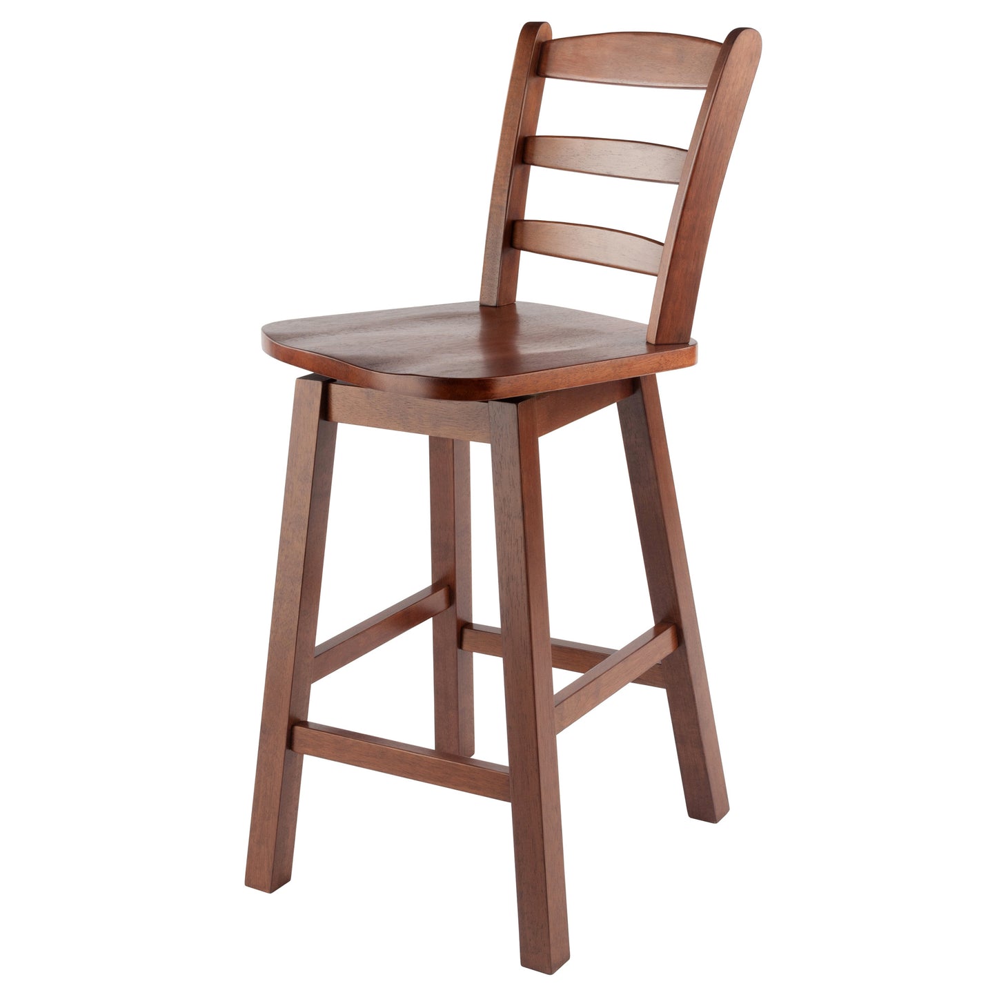 Scalera Ladder Back Swivel Seat Counter Stool; Walnut