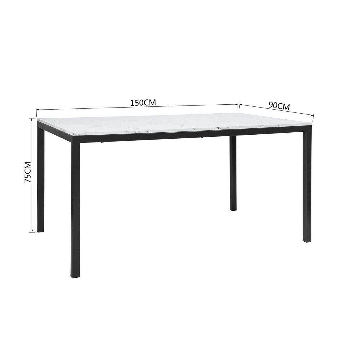 59.1'' Dining Table - Marble color table top with black leg