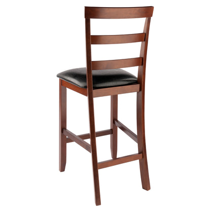 Simone Cushion Ladder-back Seat Counter Stools; 2-Pc Set; Black & Walnut