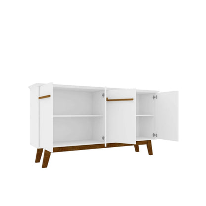 Manhattan Comfort Yonkers 62.99 Sideboard with Solid Wood Legs and 2 Cabinets in White