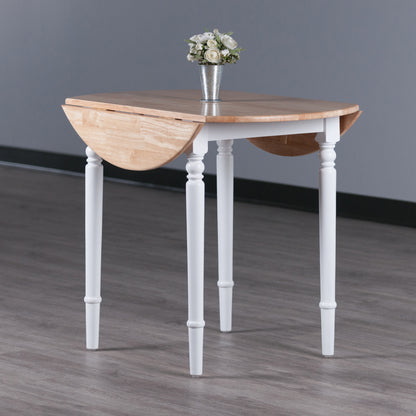 Sorella Round Drop Leaf Table; Natural and White