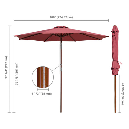 9 Ft Wooden Umbrella