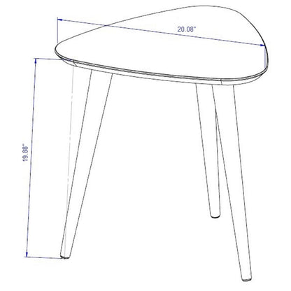 Manhattan Comfort Utopia 19.88" High Triangle End Table With Splayed Wooden Legs in White Gloss