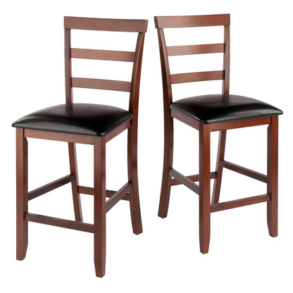 Simone Cushion Ladder-back Seat Counter Stools; 2-Pc Set; Black & Walnut