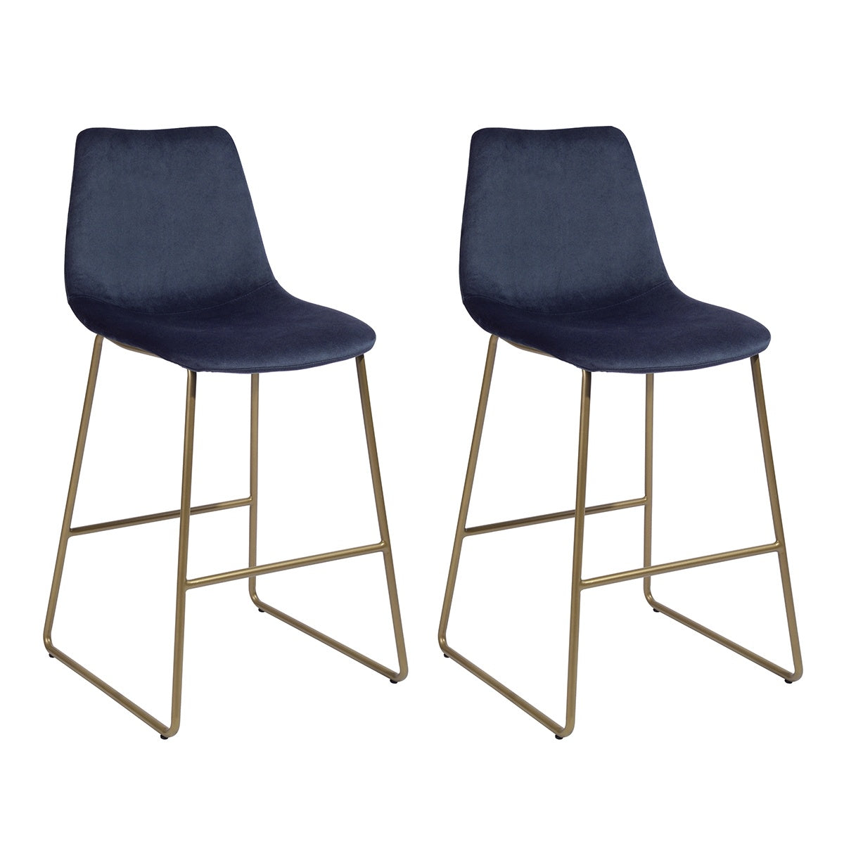 Set of 2 Modern Velet Counter Stool ;  Full Back and Gold Leg