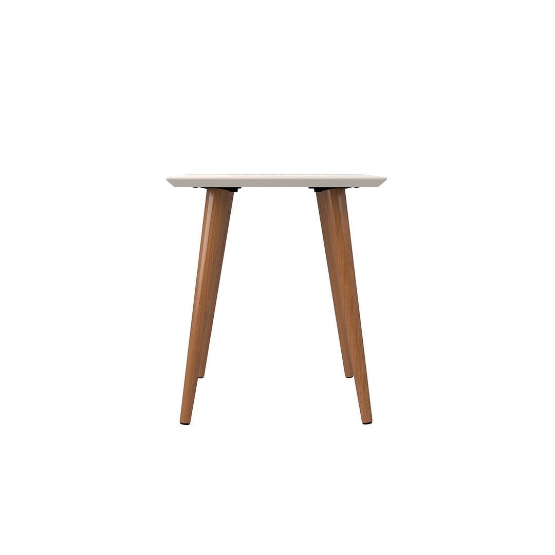 Manhattan Comfort Utopia 19.84" High Square End Table With Splayed Wooden Legs in Off White and Maple Cream