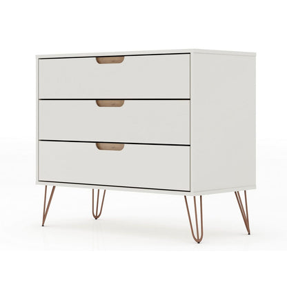 Manhattan Comfort Rockefeller Mid-Century- Modern Dresser with 3-Drawers in