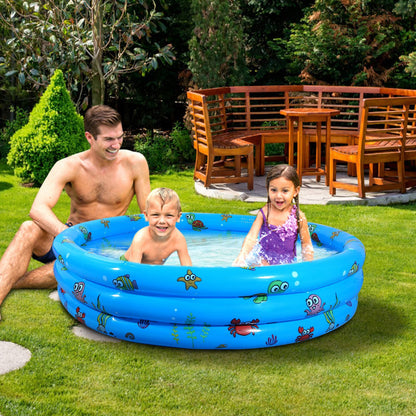 51x13In Inflatable Swimming Pool Blow Up Family Pool For 3 Kids Foldable Swim Ball Pool