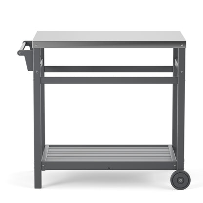 Outdoor Prep Cart Dining Table for Pizza Oven;  Patio Grilling Backyard BBQ Grill Cart
