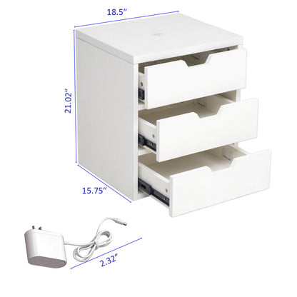 Bedside table with wireless charging station, bedside table with lockers and storage drawers, bedside table sofa coffee table, white
