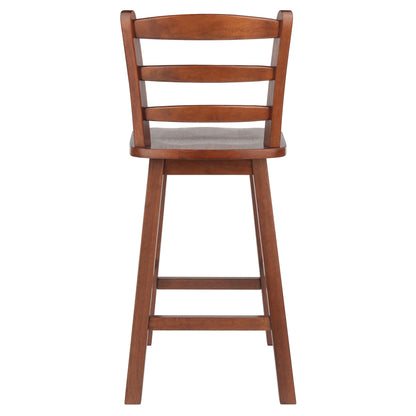 Scalera Ladder Back Swivel Seat Counter Stool; Walnut