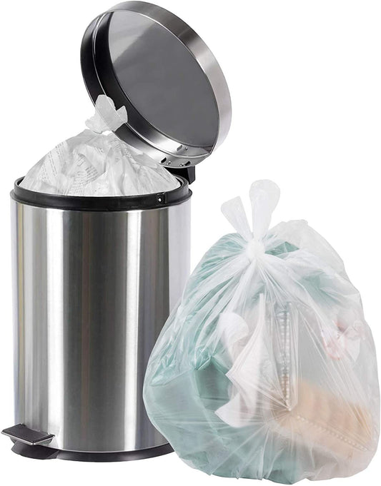 Pack of 50 Clear Trash Bags 20 x 22 Thickness 6 Micron High Density Polyethylene Garbage Can Liners 20x22 Tear Resistant Trash Liners for Offices Schools Kitchen; Wholesale Price