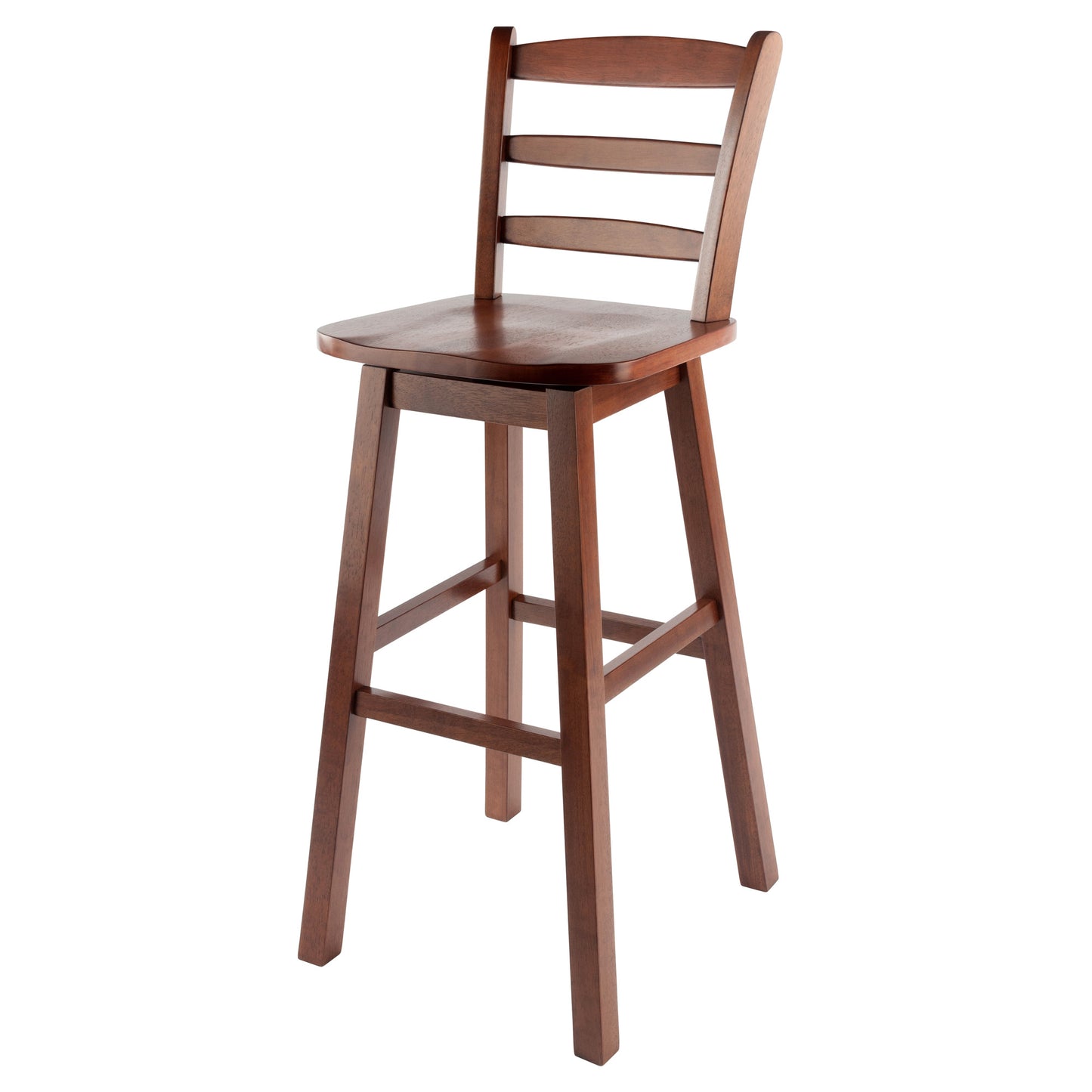 Scalera Ladder Back Swivel Seat Bar Stool; Walnut