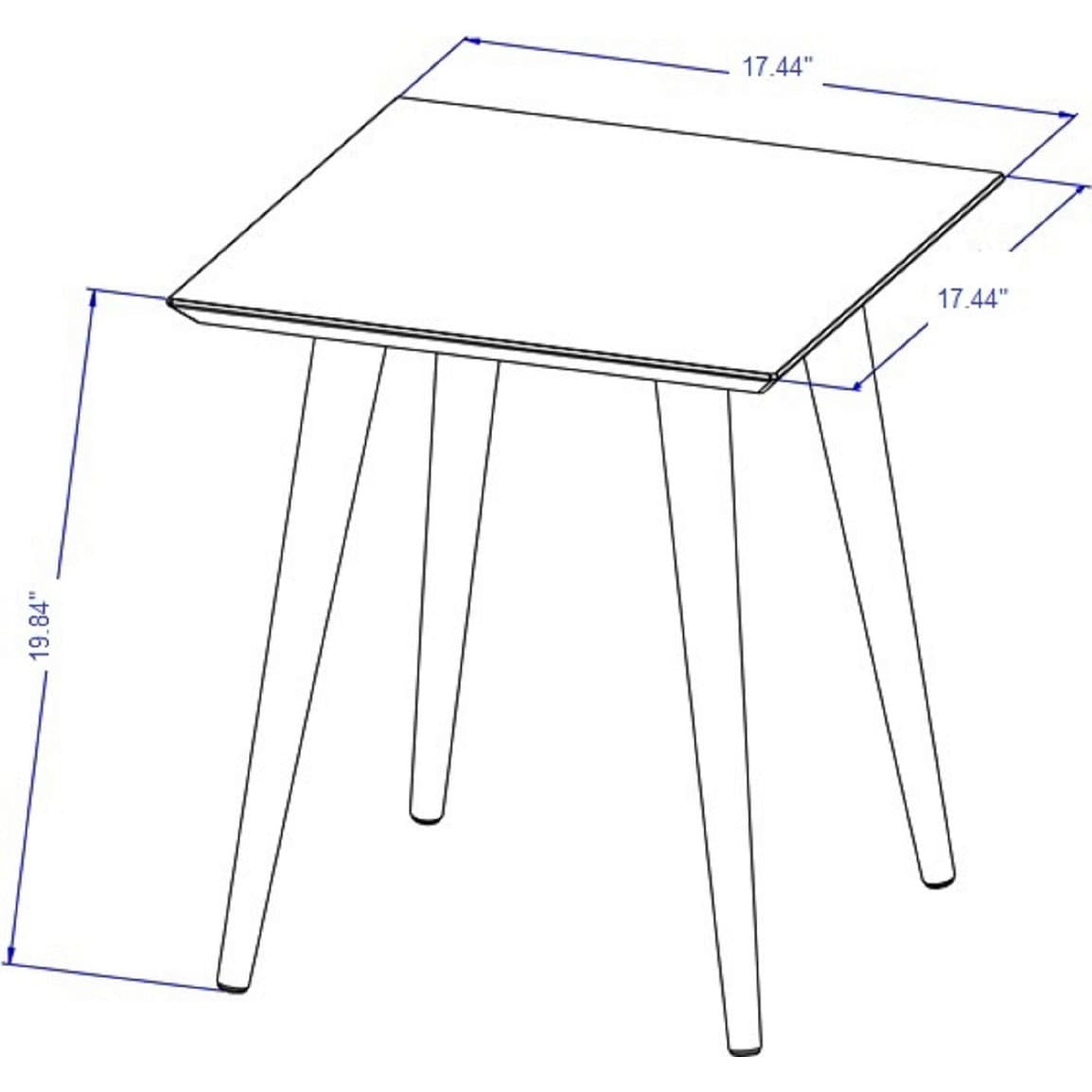 Manhattan Comfort Utopia 19.84" High Square End Table With Splayed Wooden Legs in White Gloss