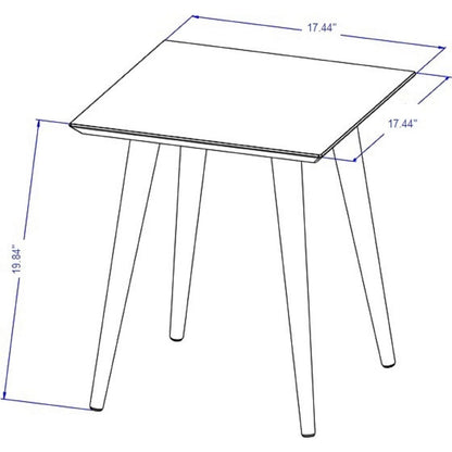 Manhattan Comfort Utopia 19.84" High Square End Table With Splayed Wooden Legs in White Gloss