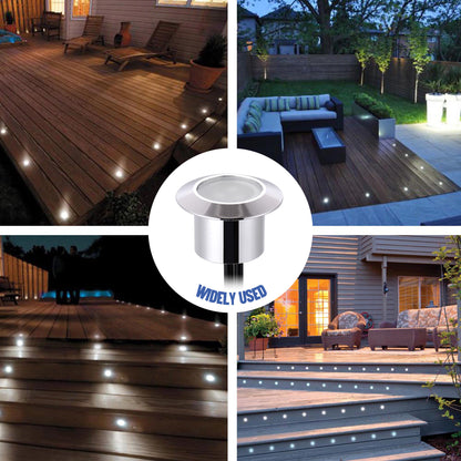 10pcs Cool White LED Deck Lights Set with Transformer & Wire