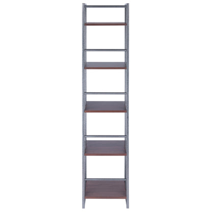 Isa 5-Tier Shelf; Graphite & Walnut