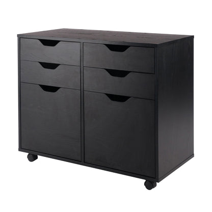 Halifax Wide 2-Door Storage Cabinet; 4-Drawer; Black