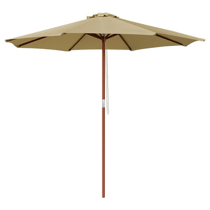 9 Ft Wooden Umbrella Tan