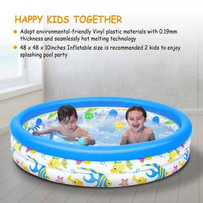 48x10In Inflatable Swimming Pool Blow Up Family Pool For 2 Kids Foldable Swim Ball Pool Center