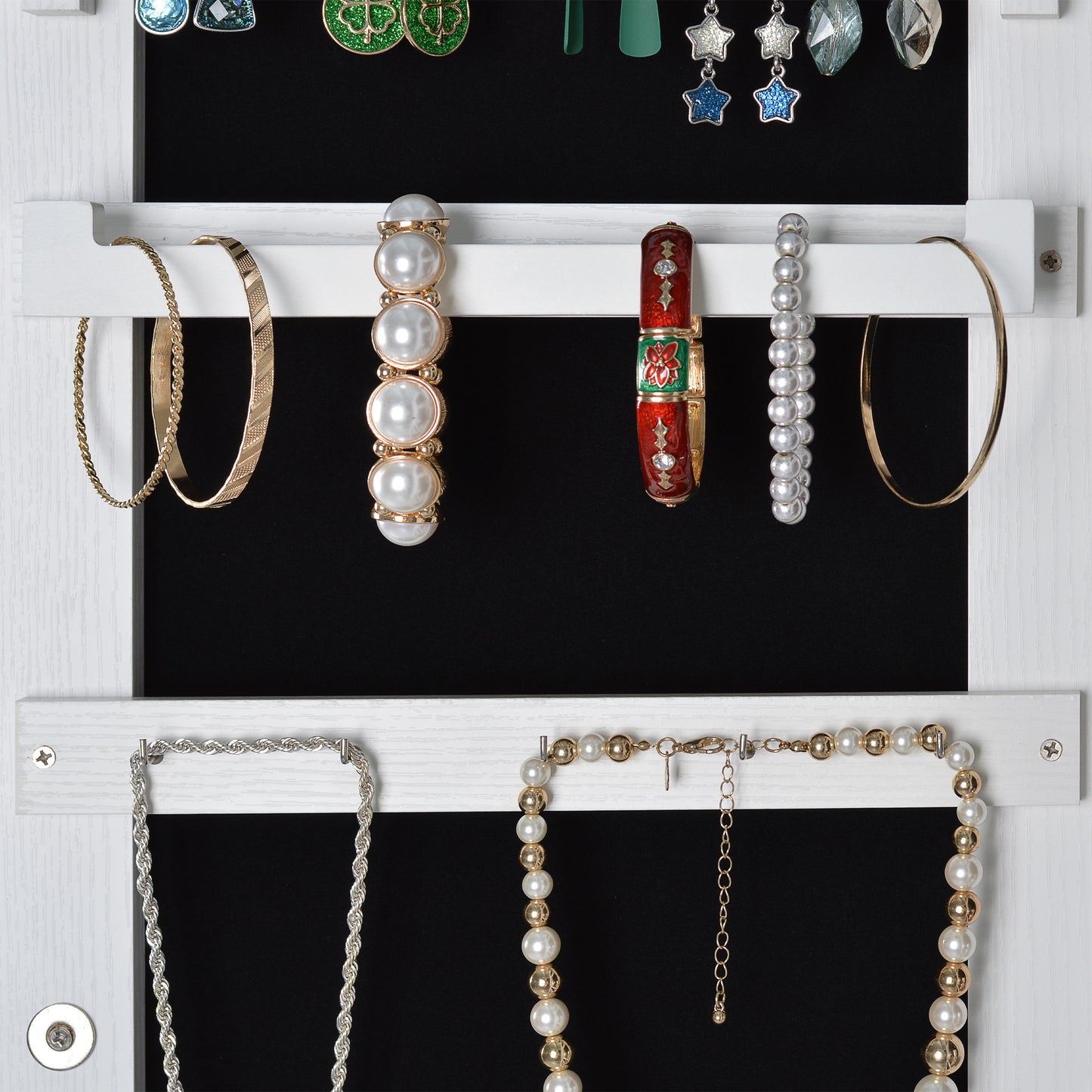 Full Mirror Jewelry Storage Cabinet With with Slide Rail Can Be Hung On The Door Or Wall