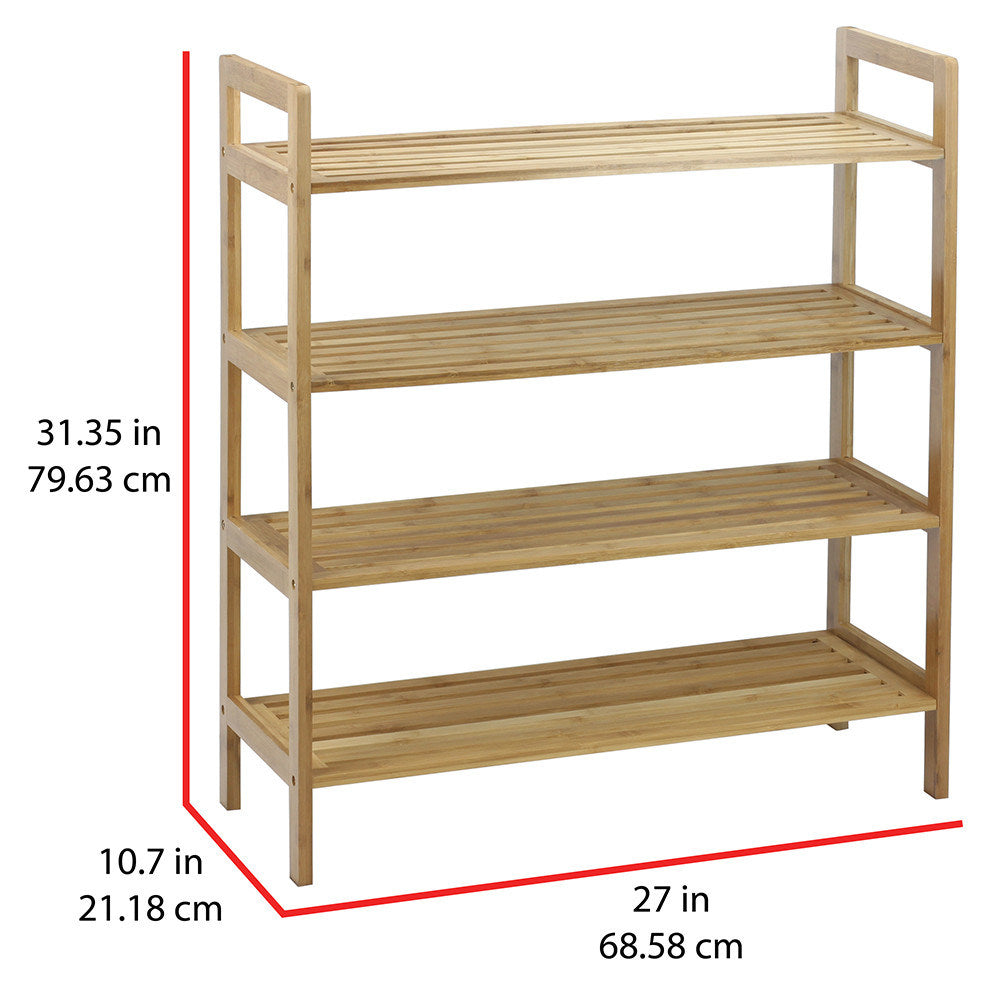 Oceanstar 4-Tier Bamboo Shoe Rack, Natural