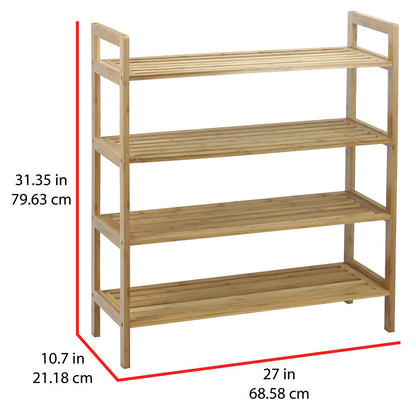 Oceanstar 4-Tier Bamboo Shoe Rack, Natural