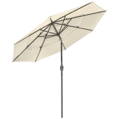 10Ft 3-Tiers Patio Umbrella Beige