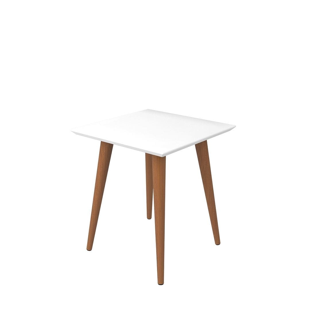 Manhattan Comfort Utopia 19.84" High Square End Table With Splayed Wooden Legs in White Gloss