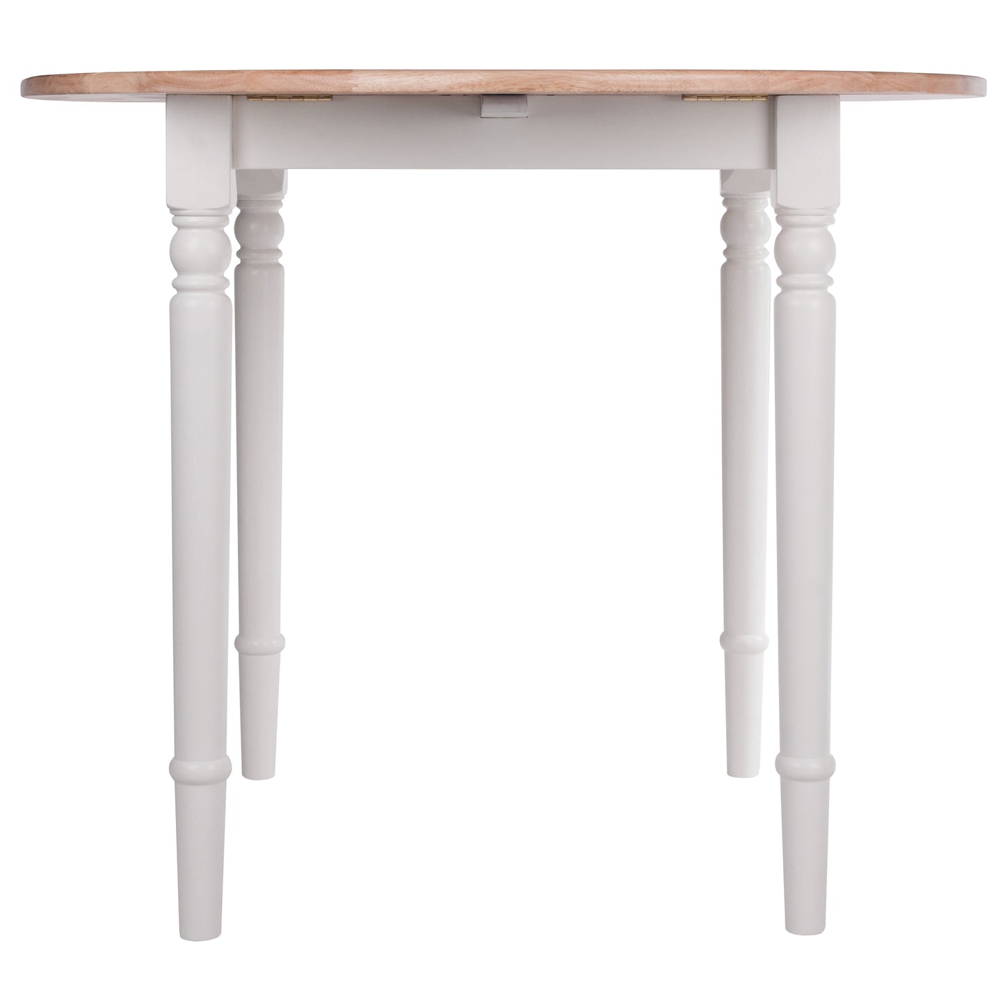 Sorella Round Drop Leaf Table; Natural and White