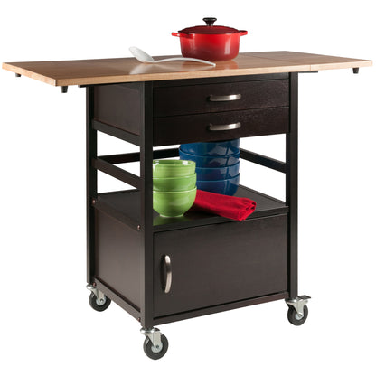 Bellini Drop Leaf Kitchen Cart; Coffee and Natural