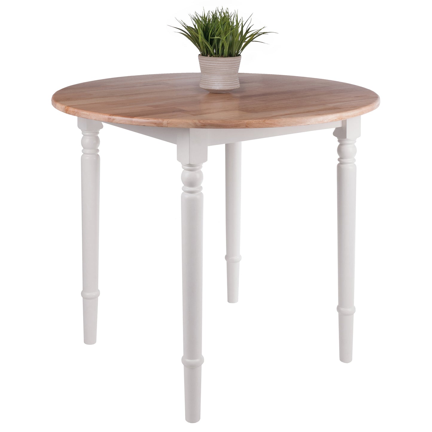 Sorella Round Drop Leaf Table; Natural and White